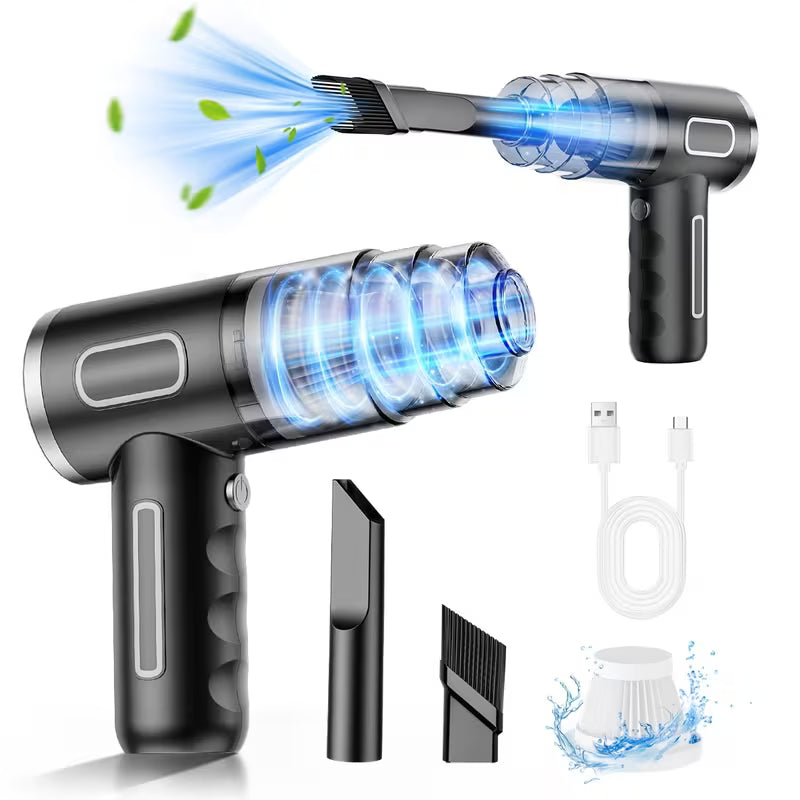 Aspirateur sans fil pour la maison et la voiture, double usage, forte puissance d'aspiration, chargement rapide USB, avec brosse pour crevasses + tête de nettoyage pour ordinateur, aspirateur à main multifonctionnel, une machine pour de multiples usages