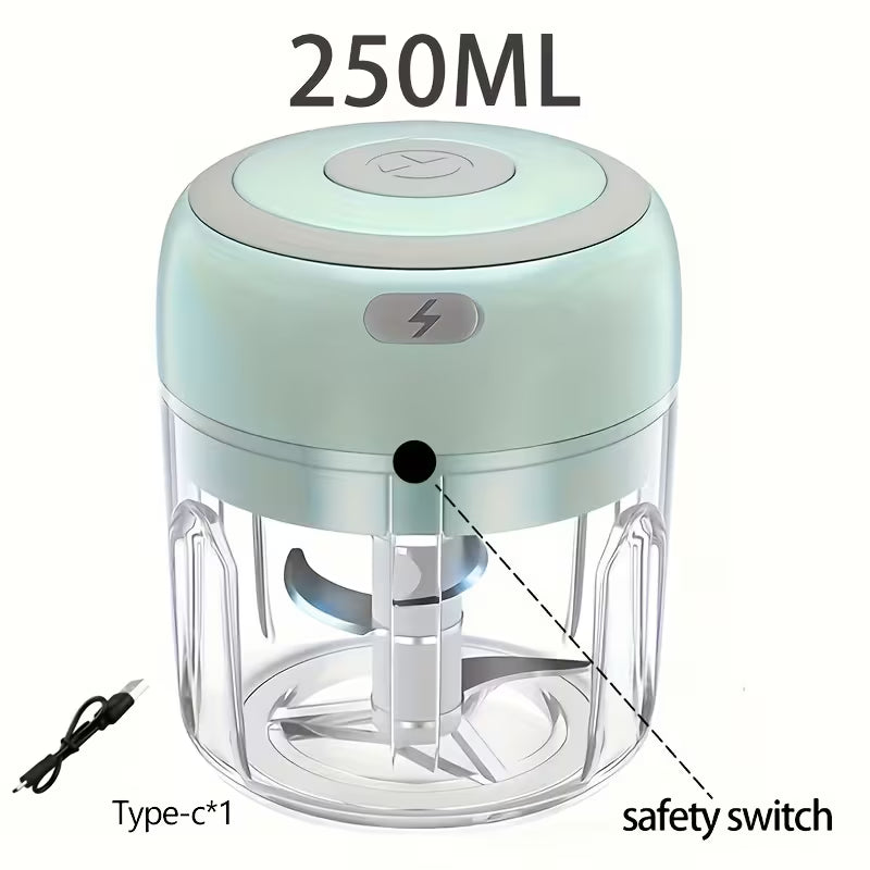 FLZH Hachoir Électrique (250 ml), 3 Lames pour Hacher, Broyer, Émincer, Fouetter, 30W, Appareil à Émincer, Dispositif de Broyage, Design Compact, Performance Efficace, Appareil à Fouetter, Mini Préparateur Alimentaire