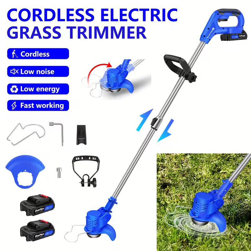 Machine SEULEMENT 21V Coupe-bordures, Tondeuse à gazon sans fil, Coupe-mousse télescopique léger avec batterie Li-ion 1500mAh pour cour, Coupe-bordure électrique de jardin
