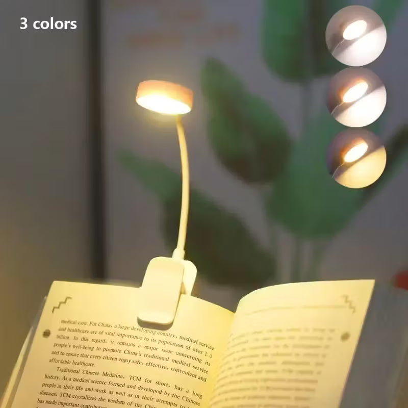 Lampe de lecture LED blanche à clip avec trois températures de couleur