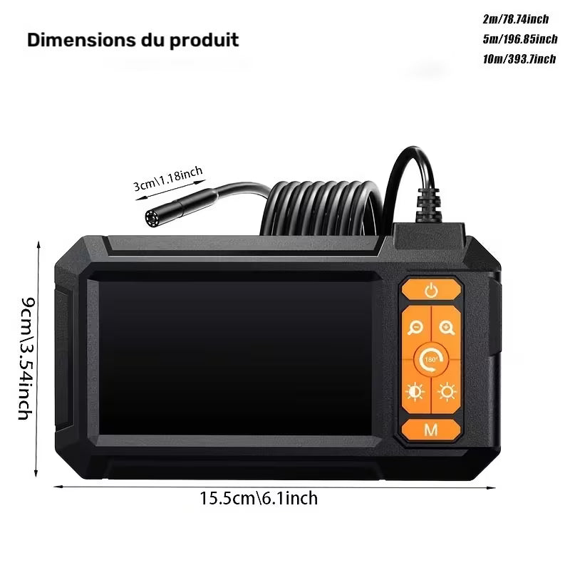 Endoscope industriel haute définition 1080p P410 | Équipé d'une caméra illuminée IP67, inspection de tuyaux, réparation automobile, cadeau pour homme | Lithium