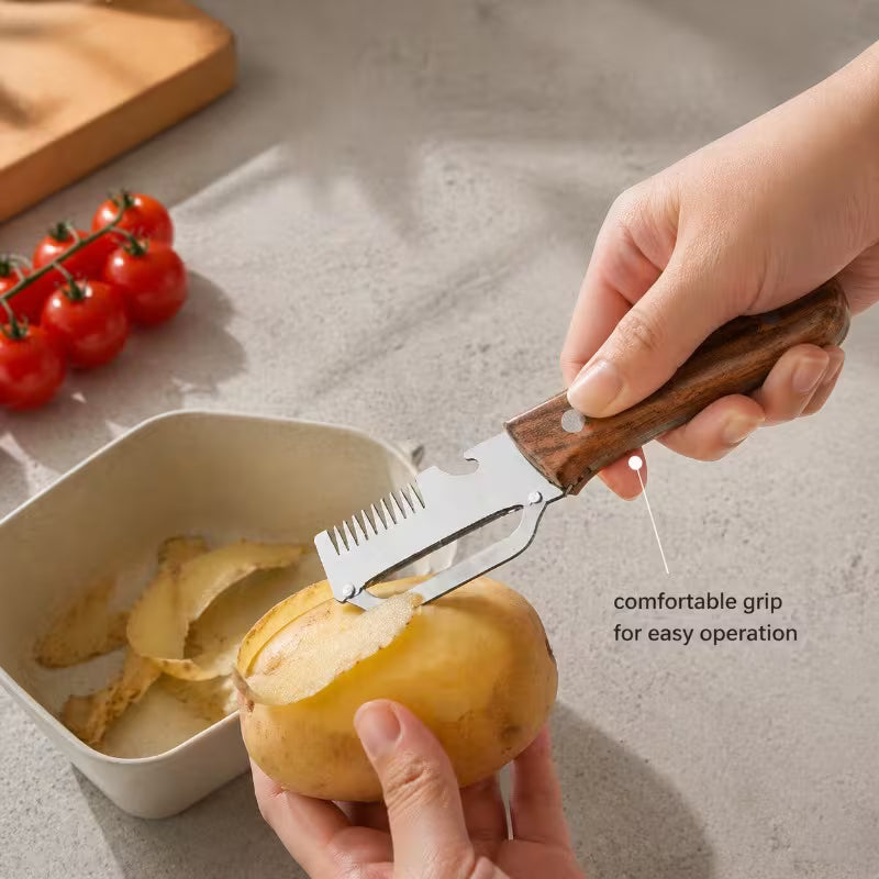 Lot de 2 épluche-légumes et décapsuleurs multifonctionnels en acier inoxydable - Outil de cuisine pratique et peu fatigant, convient à divers légumes et fruits, couteaux à éplucher