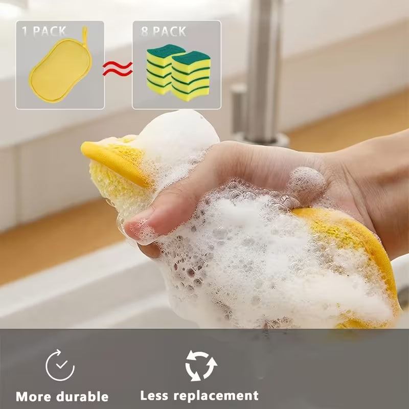 Lot de 12 Éponges Récurantes Polyvalentes - Brosses de Nettoyage Lavables et Réutilisables pour Cuisine et Salle de Bain, Sans Rayures, Adaptées aux Casseroles, Poêles, Bols, etc.