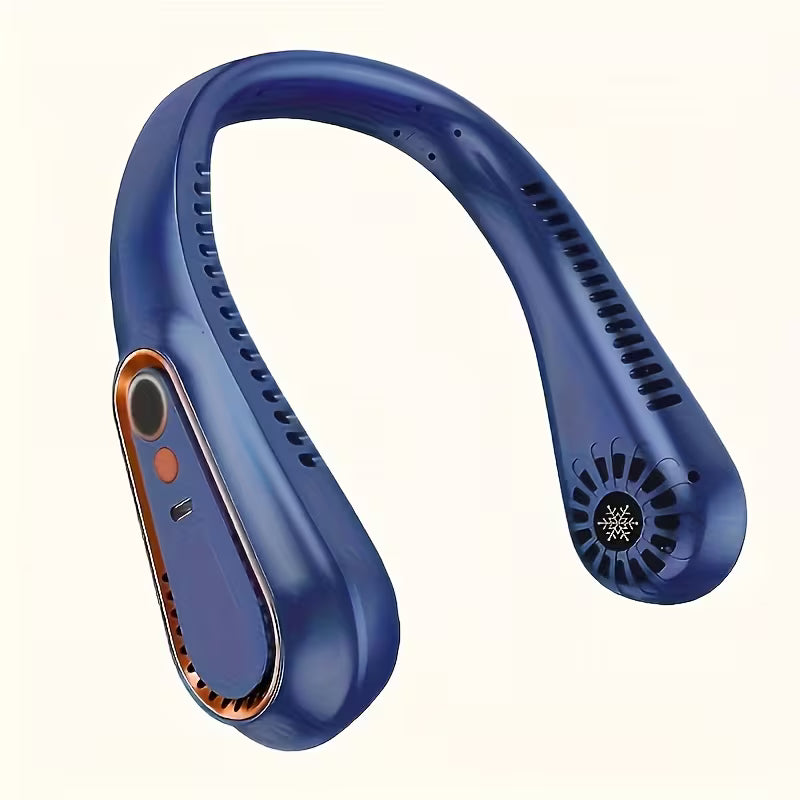 Ventilateur de cou sans pales, mini ventilateur de sport portable rechargeable par USB, refroidissement rapide et sans danger, ventilateur silencieux, 5 vitesses et affichage numérique, ventilateur de camping d'été en plein air