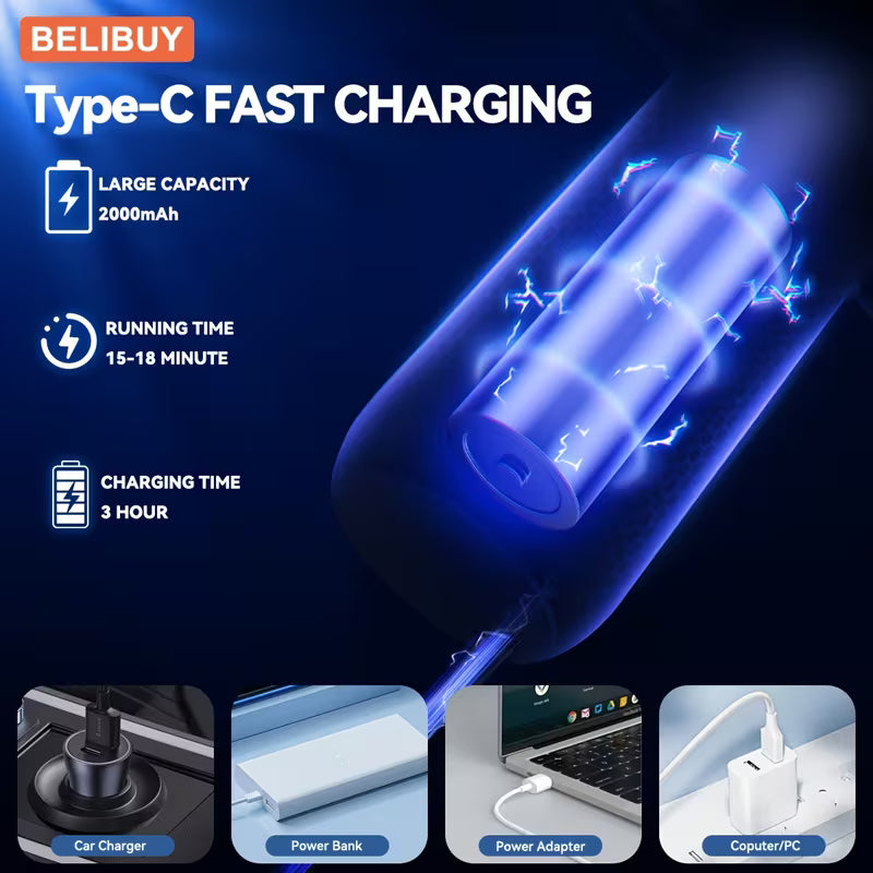 Aspirateur sans fil pour la maison et la voiture, double usage, forte puissance d'aspiration, chargement rapide USB, avec brosse pour crevasses + tête de nettoyage pour ordinateur, aspirateur à main multifonctionnel, une machine pour de multiples usages
