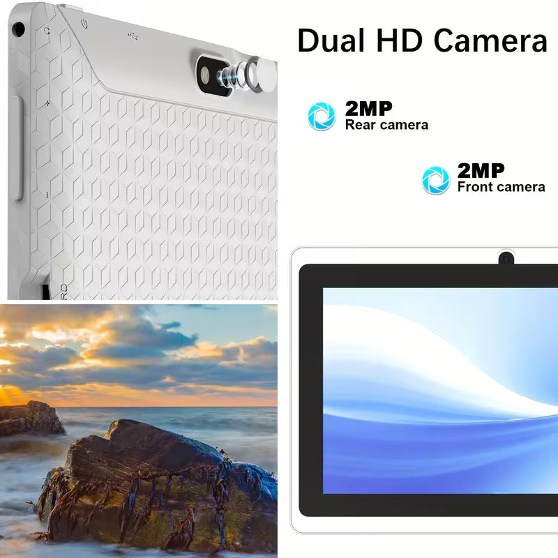 Tablette Android 11 2025, Tablette 7 pouces avec étui de , 6 Go de RAM extensible 2+4 + 32 Go de ROM, Processeur Quad-Core, Appareil photo avant 2,0 MP + arrière 2,0 MP, Tablette IPS 3000 mAh, Tablette Wi-Fi, Cadeau d'anniversaire, Fête des Pères