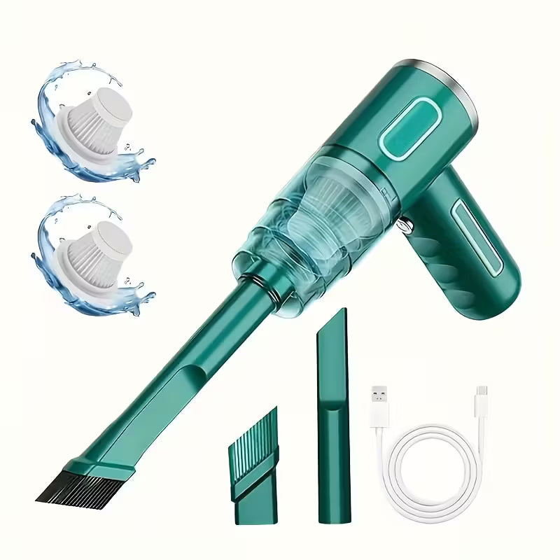 Aspirateur sans fil pour la maison et la voiture, double usage, forte puissance d'aspiration, chargement rapide USB, avec brosse pour crevasses + tête de nettoyage pour ordinateur, aspirateur à main multifonctionnel, une machine pour de multiples usages