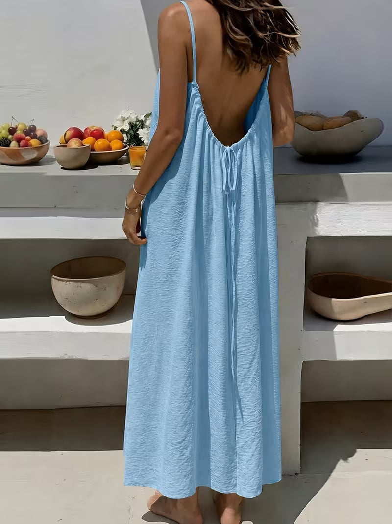 Nouvelle robe jupe longue décontractée dos nu style vacances pour femmes