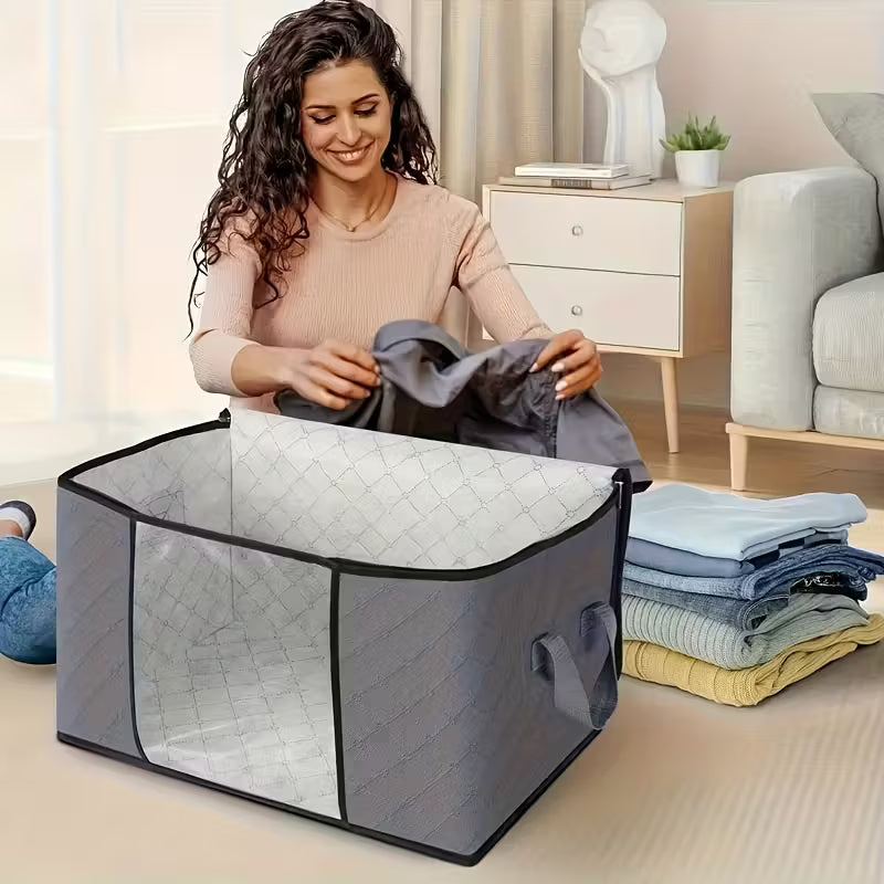 Lot de 3 sacs de rangement extra larges avec fermeture éclair et housse - Sacs de rangement pliables et durables pour vêtements
