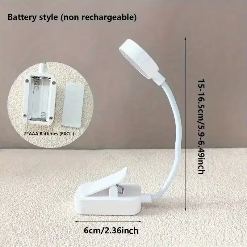 Lampe de lecture LED blanche à clip avec trois températures de couleur