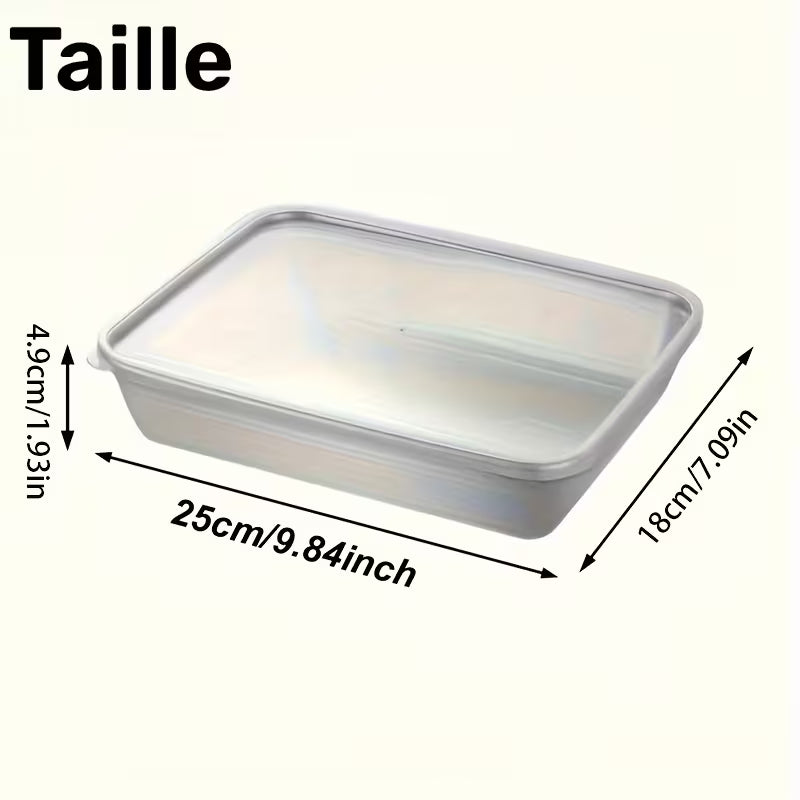 Ensemble de 3 grands récipients de conservation des aliments carrés en acier inoxydable avec couvercle transparent - Anti-fuite