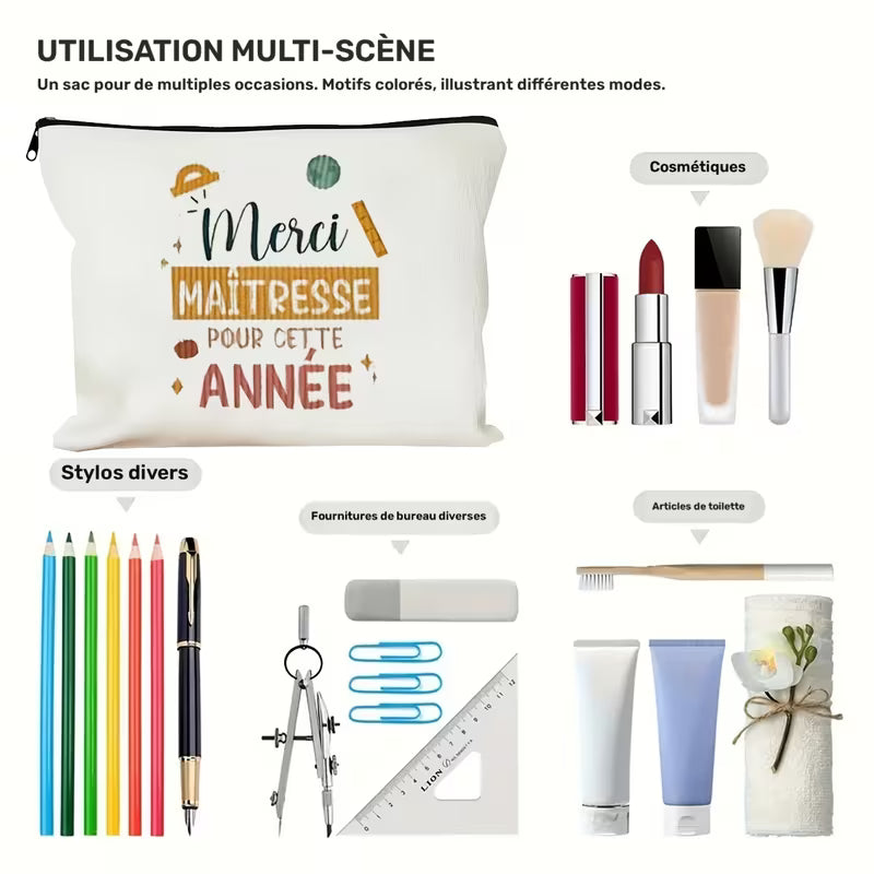 1pc, Charmante Trousse de Cosmétique de Remerciement pour Enseignante
