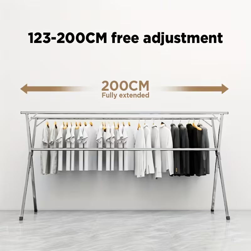 Séchoir à linge | Longueur rétractable et pliable, tailles 160.02cm et 199.9cm, métal durable, autoportant, acier inoxydable robuste, JOYBOS, séchoirs à linge