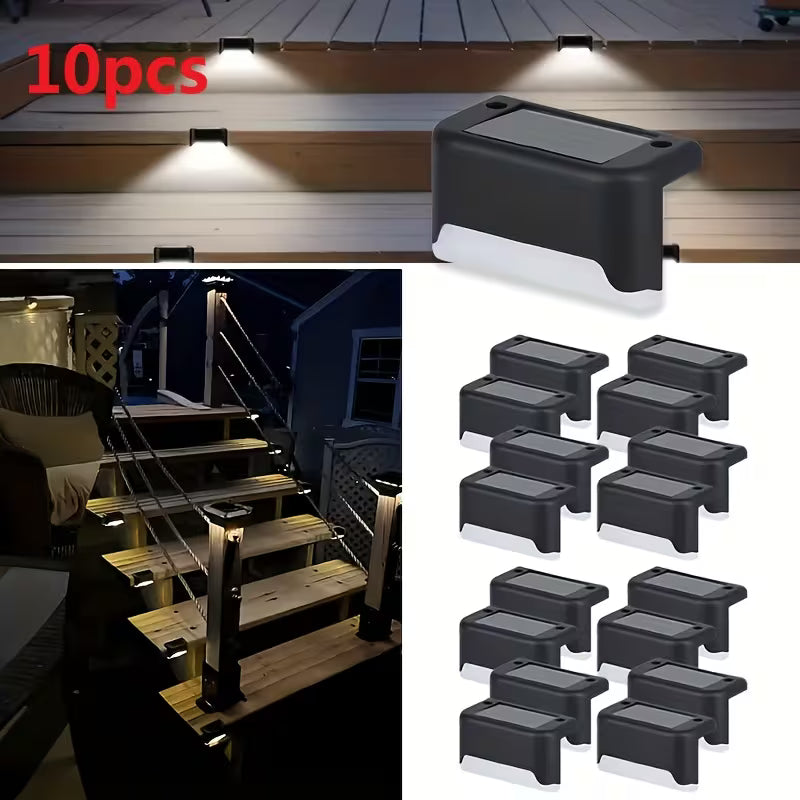 10 pièces de lampes solaires extérieures pour jardin, éclairage pour escalier, terrasse, couloir, murs, balustrade, décoration festive, IP44