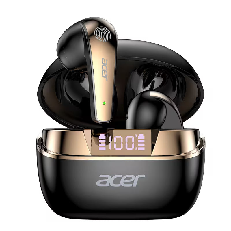 Les nouveaux écouteurs sans fil Acer 2026 sont dotés d'un affichage numérique plaqué, de commandes tactiles, d'un microphone capacitif et d'une réduction du bruit pour les appels vocaux.