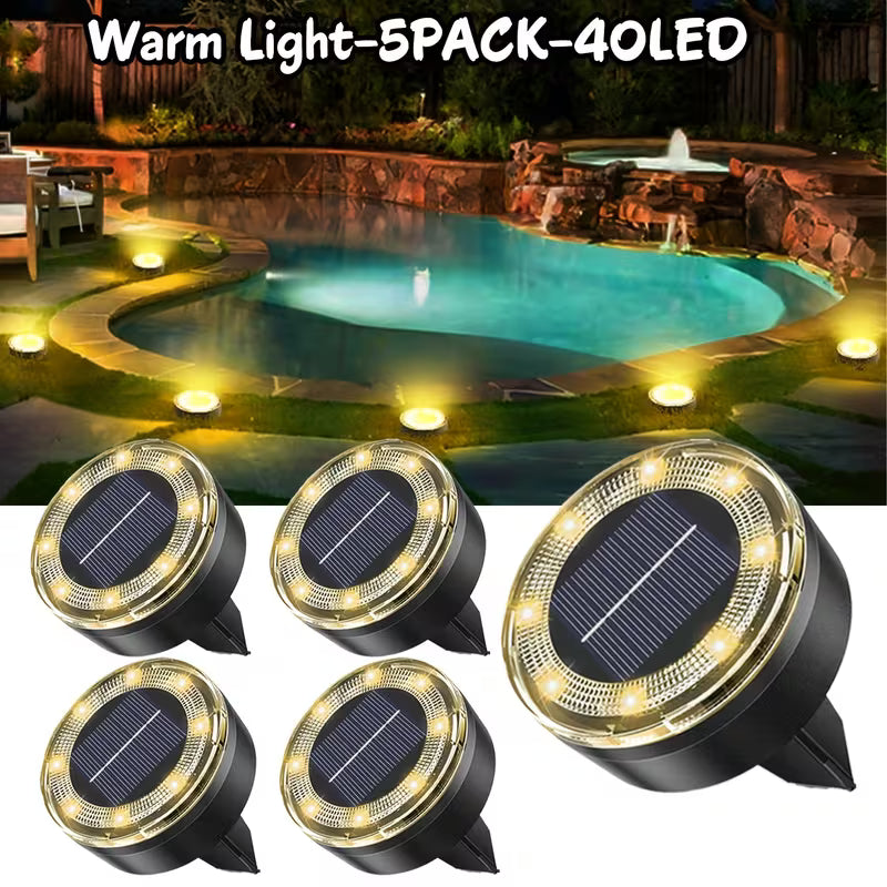 Lampes solaires de sol 56LED 40LED, lot de 7/5 lampes solaires pour statues, lampes décoratives d'extérieur IP44, éclairage paysager plat à LED amélioré, convient aux allées extérieures, jardins, cours et allées